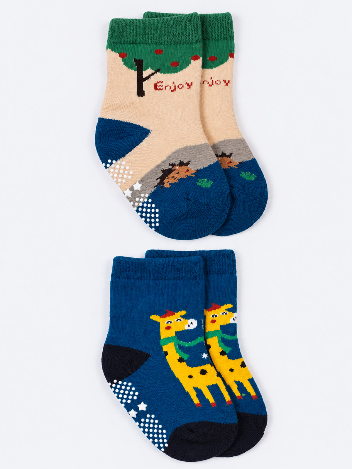 Kids Anti-Slip Cotton Crew Socks – 2 Pack