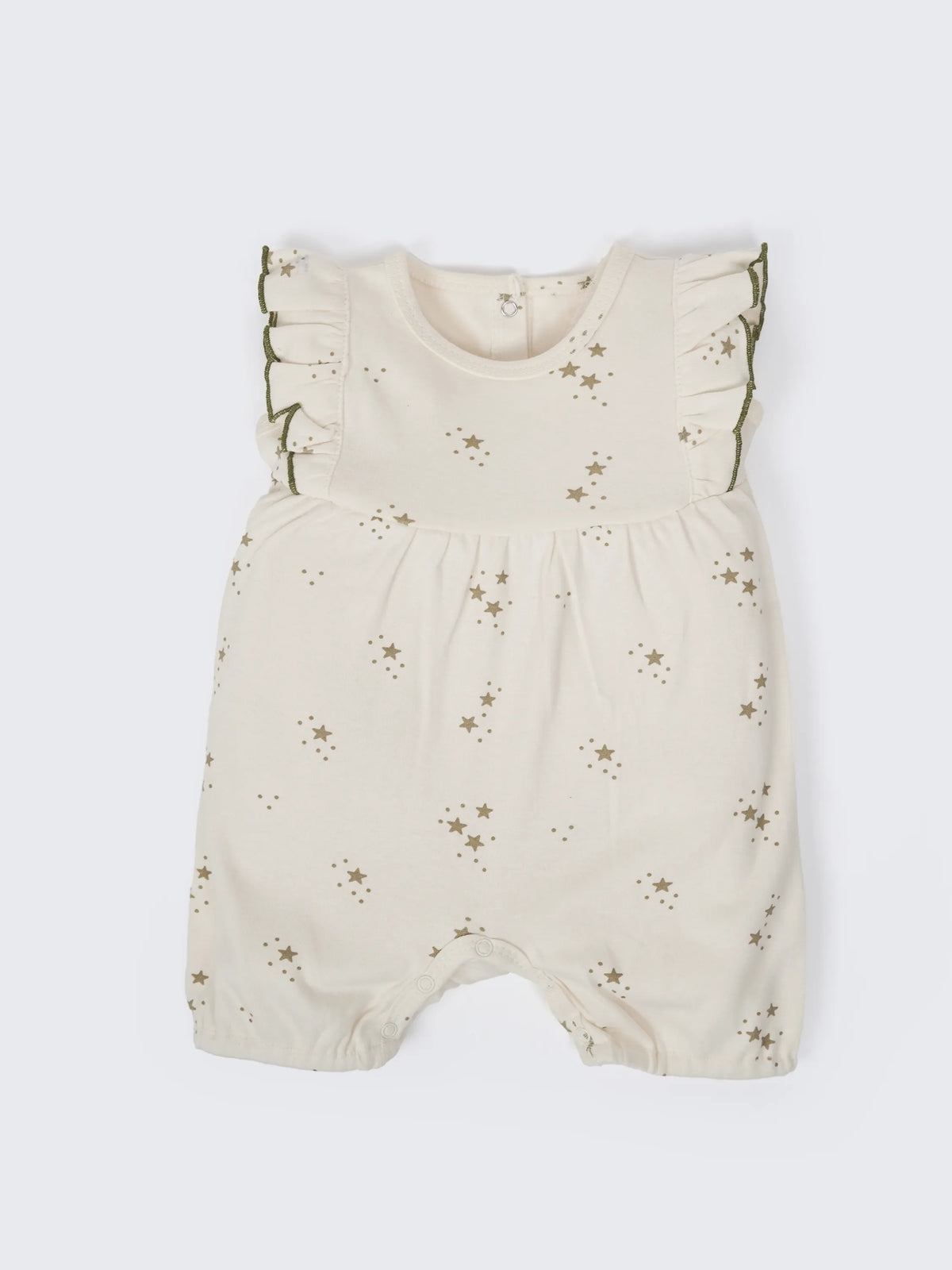 Baby Girls Star Print Cream Ruffle Sleeve Romper