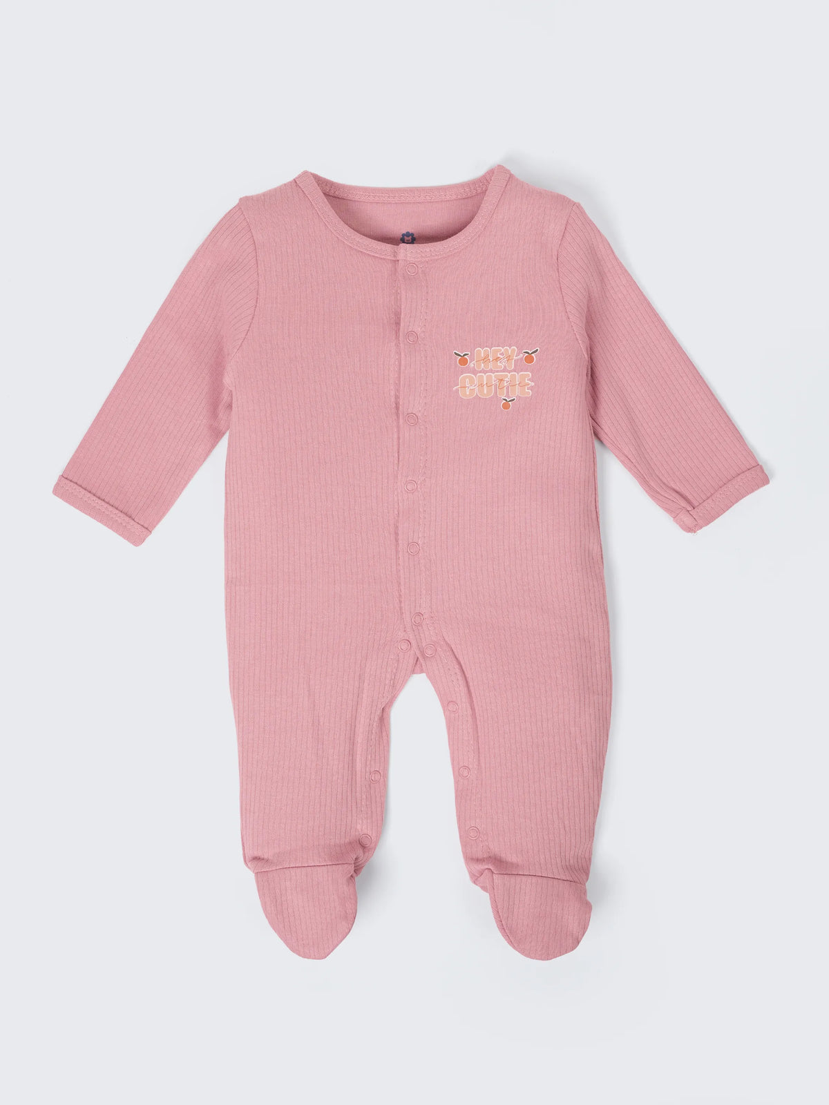 Unisex Solid Baby Sleepsuit - Pink