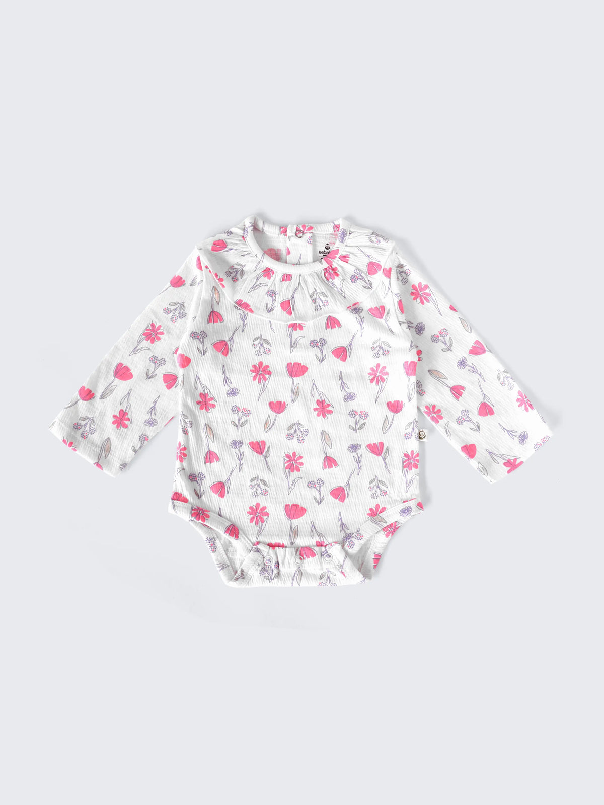Floral Print Long Sleeve Baby Girl Bodysuit