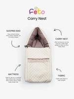 Baby Carry Nest – Quilted Cream Beige Soft Newborn Sleeping Bag - Kidulan
