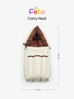 Baby Carry Nest – Quilted Beige & Brown Newborn Sleeping Bag with Extra Cushion - Kidulan