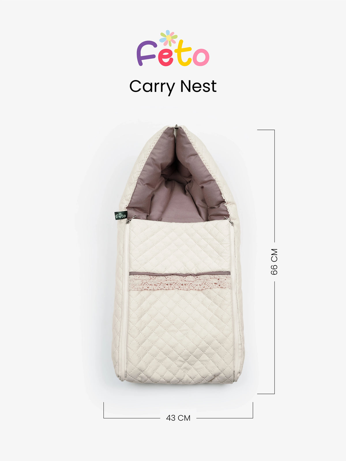 Baby Carry Nest – Quilted Cream Beige Soft Newborn Sleeping Bag