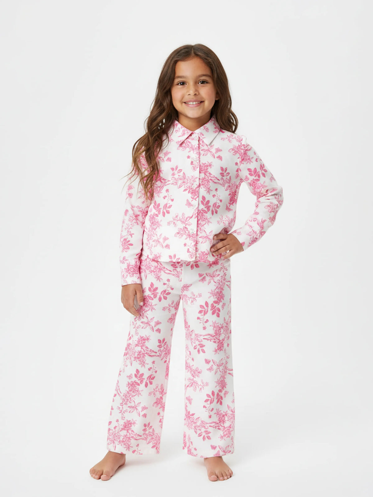 Girls Pink Floral Print Comfy Co-ord Set