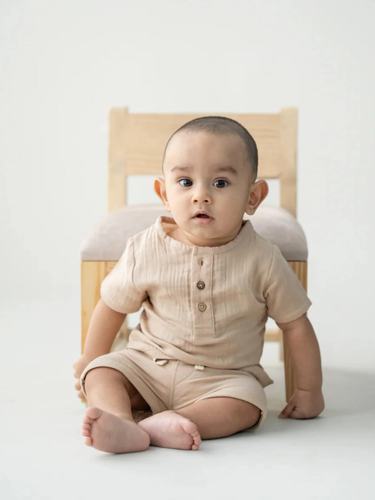 Organic Cotton Muslin Co-ord Set – Sand Beige