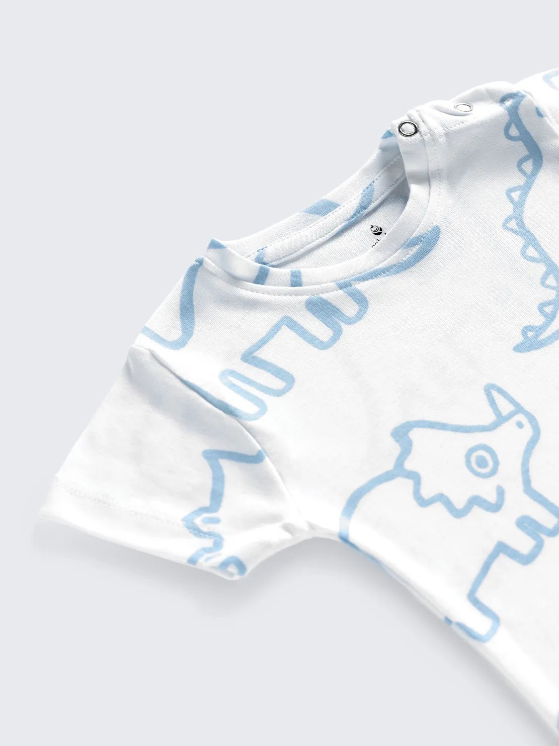 Baby Dino Print Cotton Unisex Half Sleeve Tee 2 pc