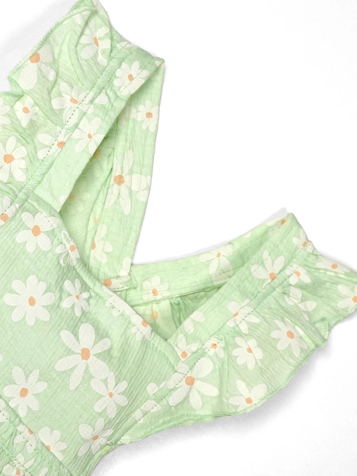 Daisy Bloom Frill Strap Baby Girl Romper – Soft Green