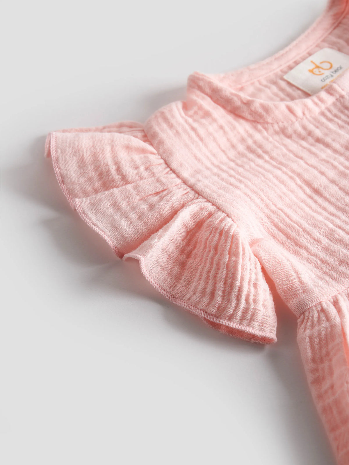 Organic Flutter Frock for Baby Girls – Soft Pink