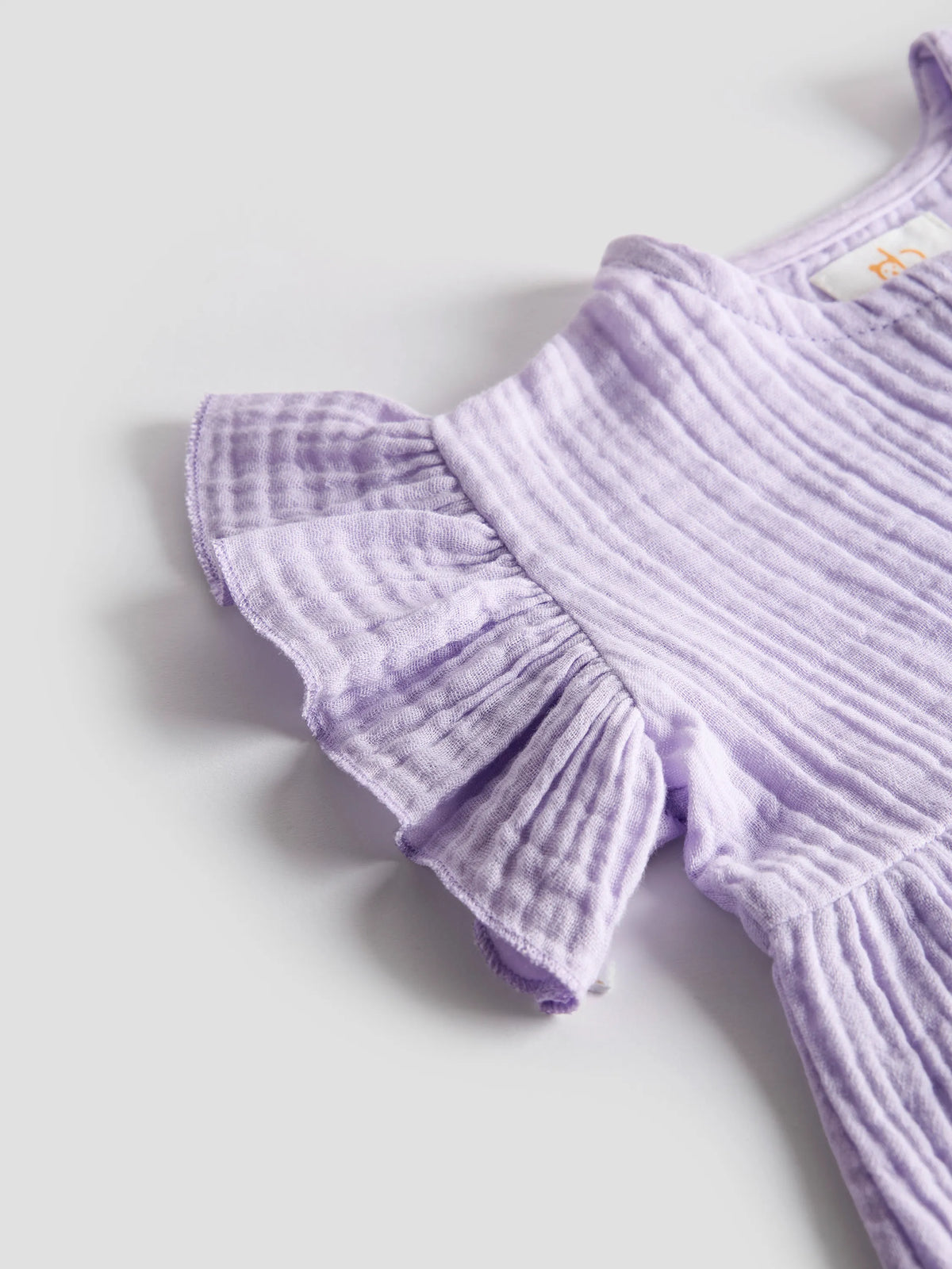 Lilac Organic Cotton Button-Down Frill Top for Baby Girls