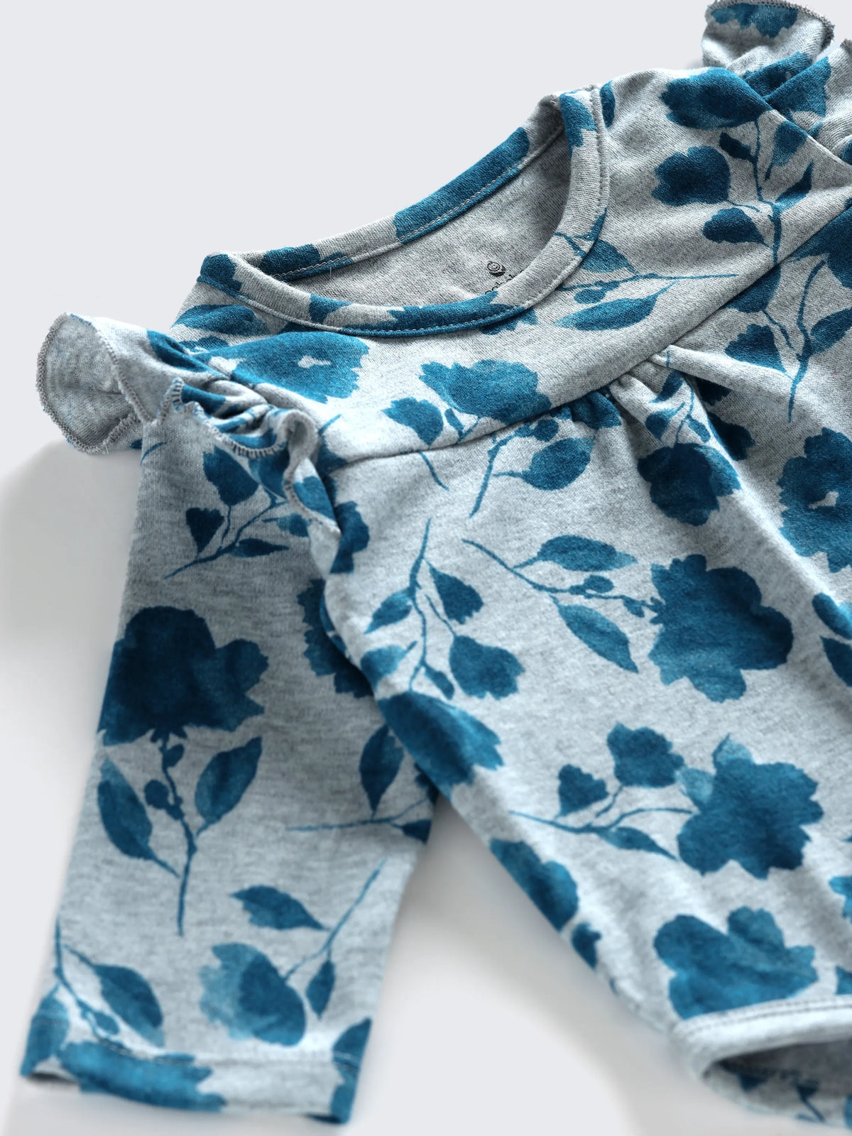 Blue Floral Full Sleeve Baby Girl Bodysuit