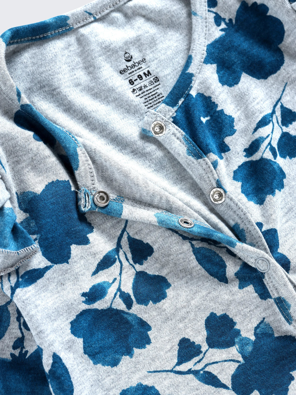 Floral Ruffle Girls Full Sleeves Footless Sleepsuit