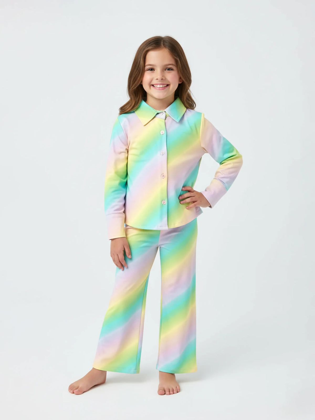 Girls Rainbow Pastel Comfy Co-ord Set