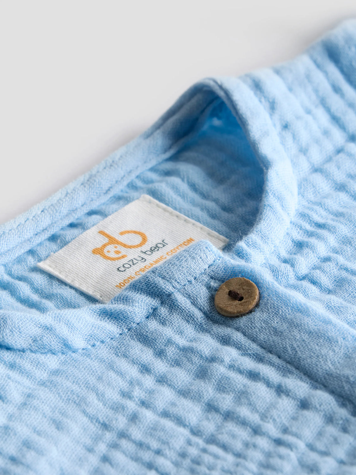 Baby Girl Organic Cotton Muslin Frill Top – Sky Blue