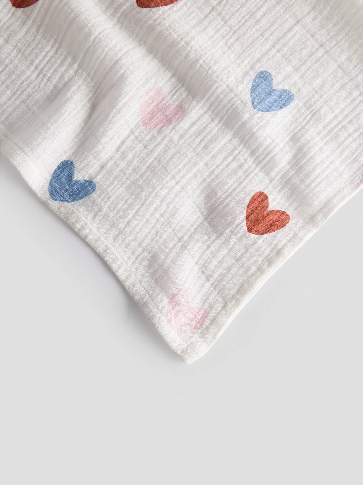 Heart Print Organic Cottton Muslin Swaddle Blanket