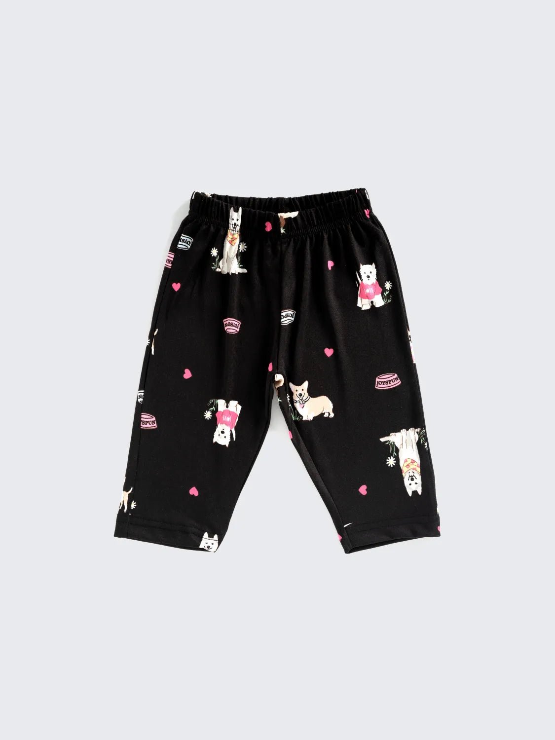 Puppy Print Full Sleeves Nightwear Set – Black