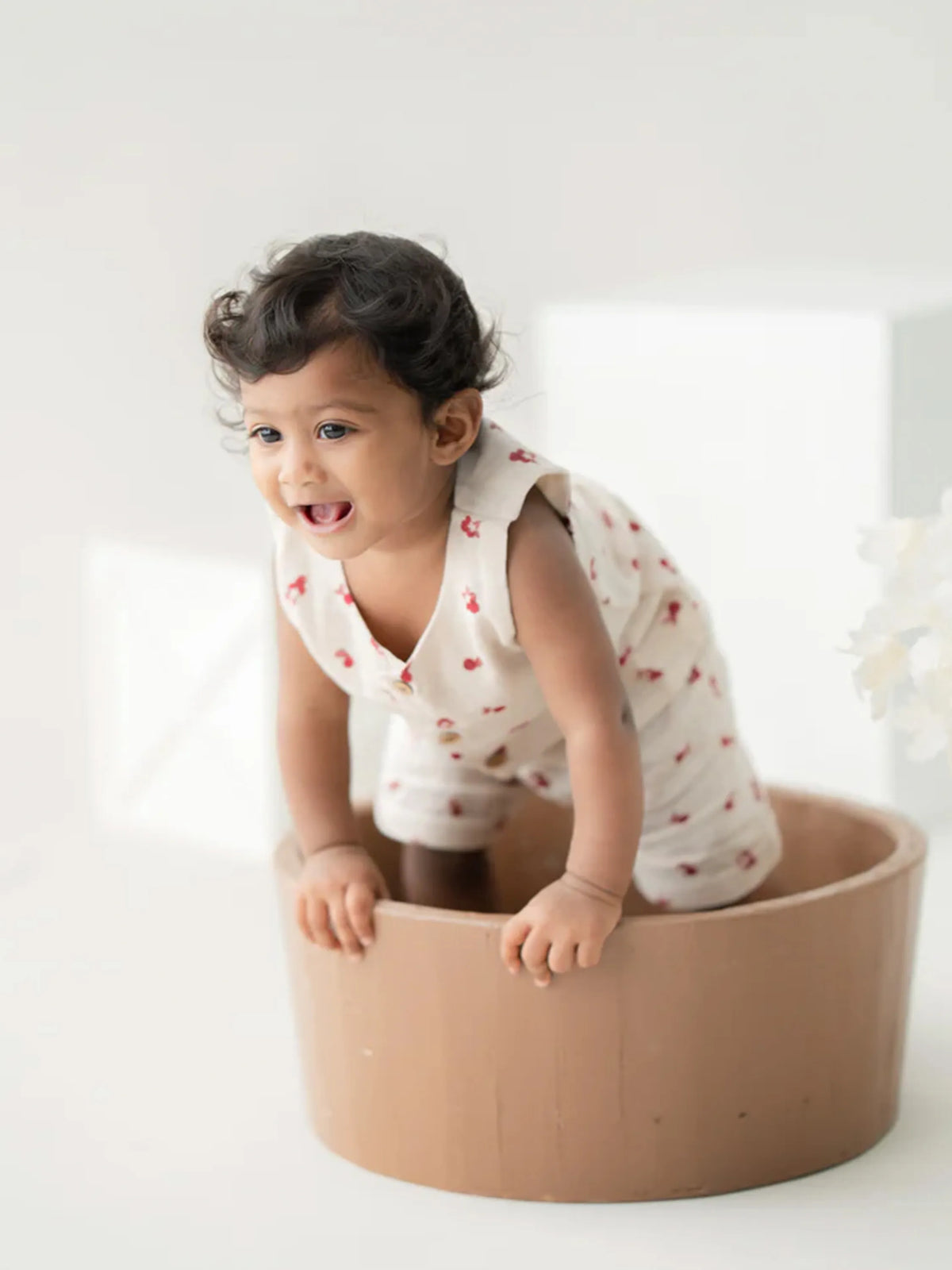Sleeveless Organic Cotton Jabla with Cherry Blossom Print