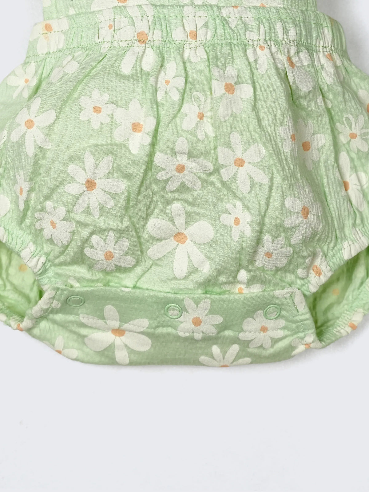 Daisy Bloom Frill Strap Baby Girl Romper – Soft Green