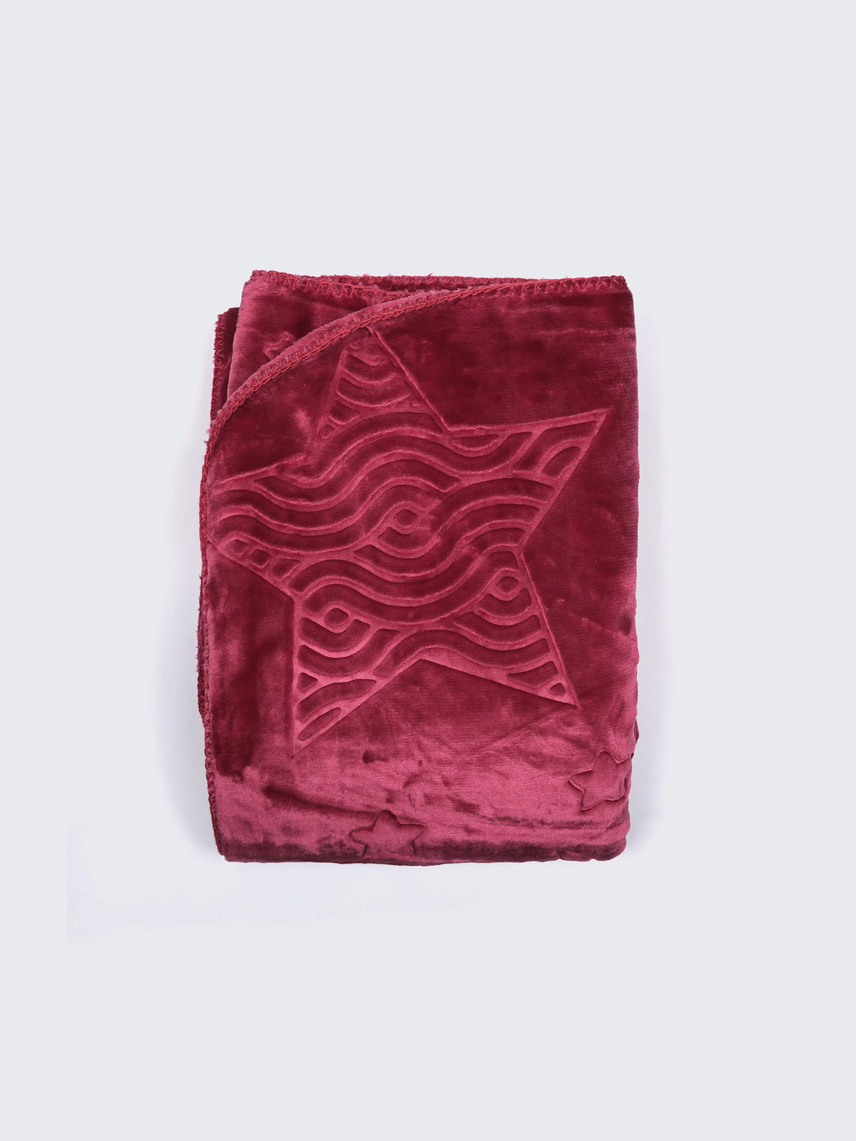 Red Soft Baby Swaddling Blanket – Plush Receiving Blanket with Star & Moon Embossed Design