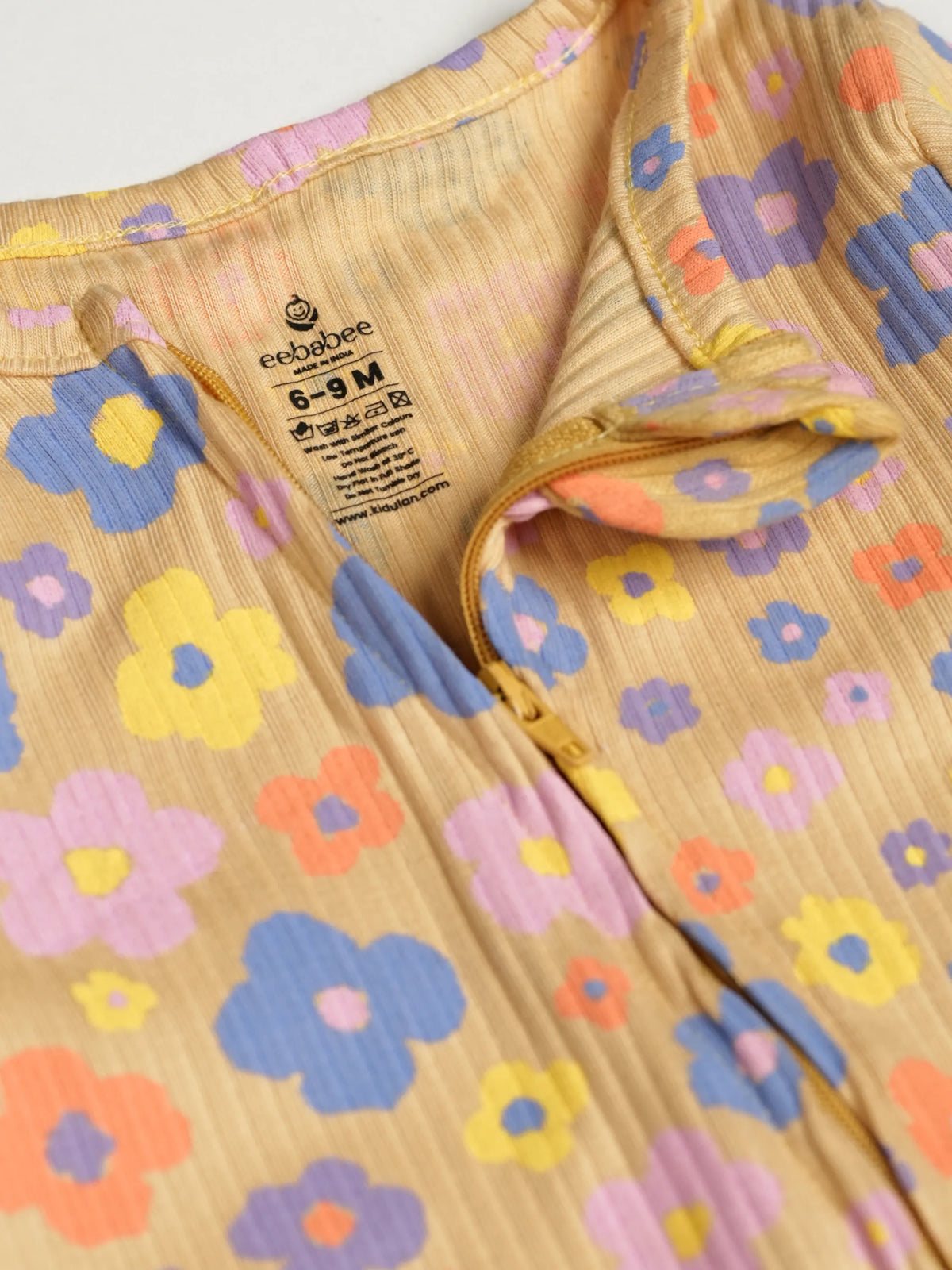Rainbow & Floral Print Unisex Full Sleeve Baby Sleepsuit – (Pack of 2)