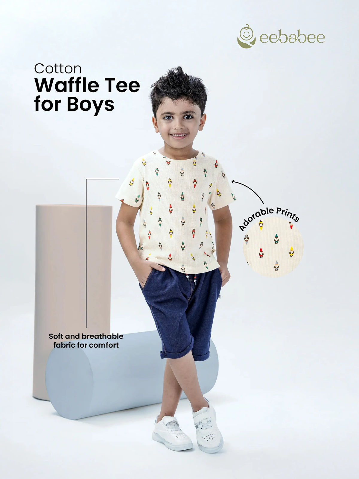 Little Sailors Cotton Waffle Tee for Boys