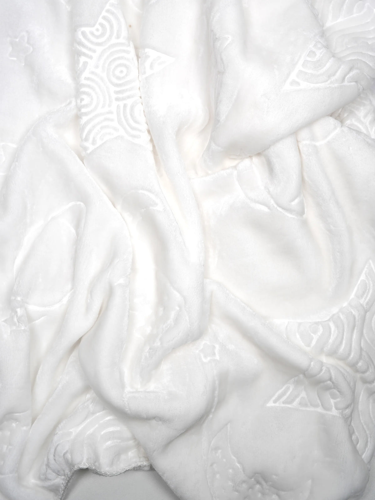 White Soft Baby Swaddling Blanket – Plush Receiving Blanket with Star & Moon Embossed Design
