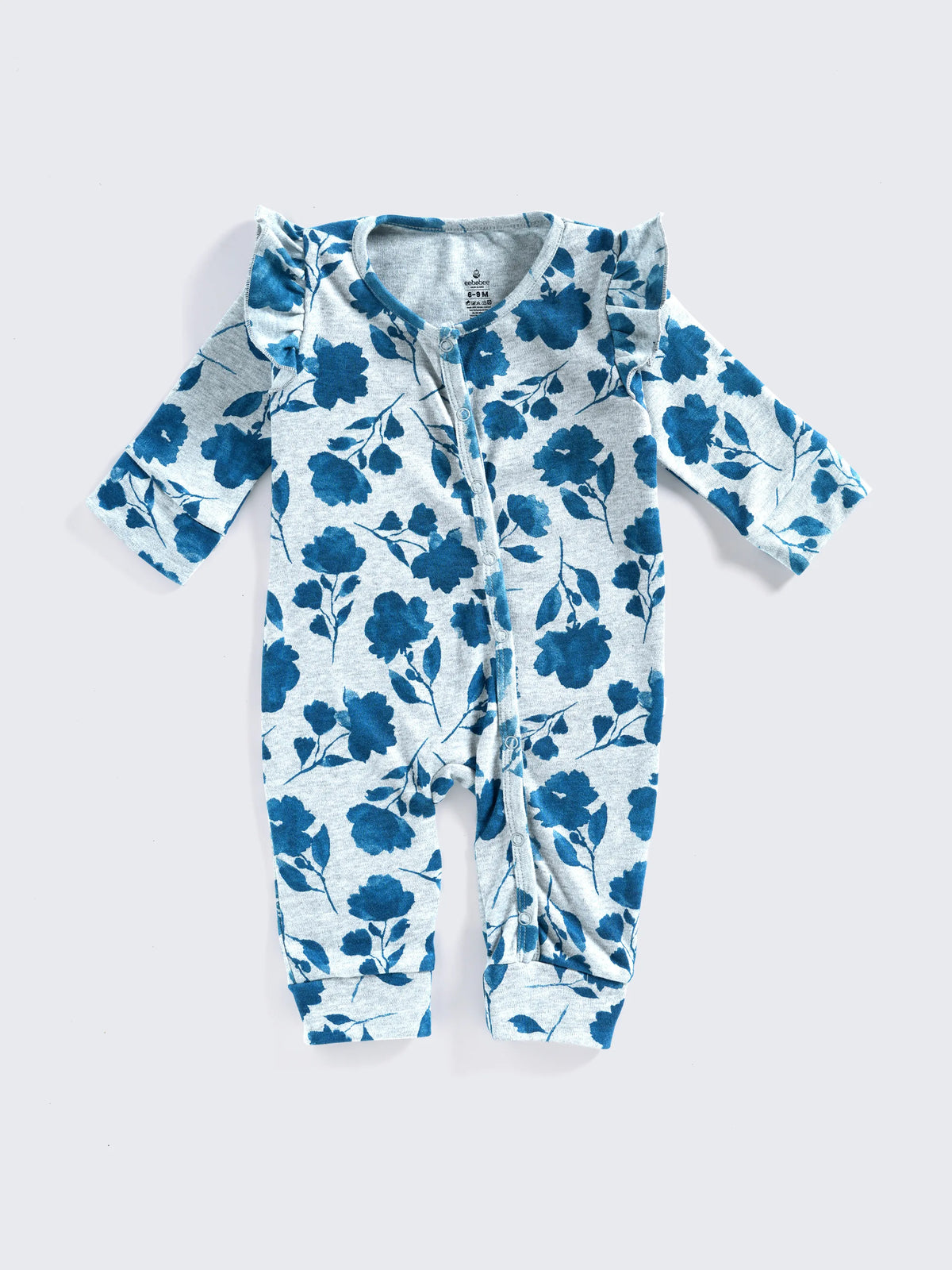 Floral Ruffle Girls Full Sleeves Footless Sleepsuit