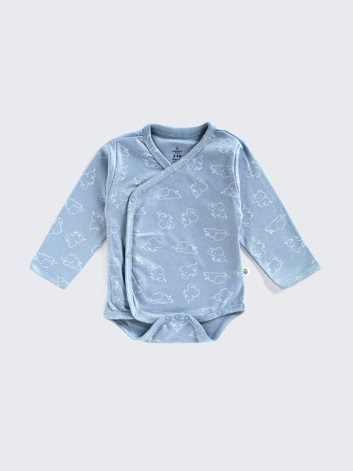 Blue Elephant Print- Kimono Style Unisex Bodysuit & Pant