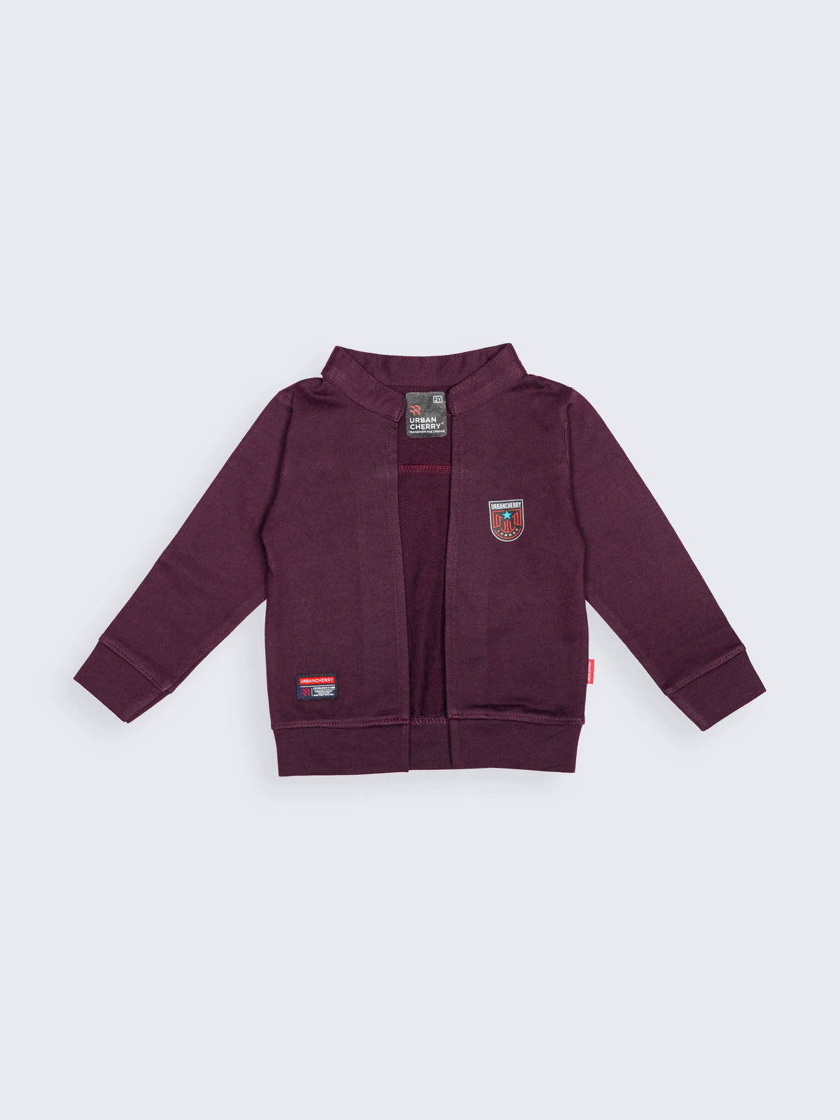 Maroon Charm Kids Jacket & Printed Tee Set