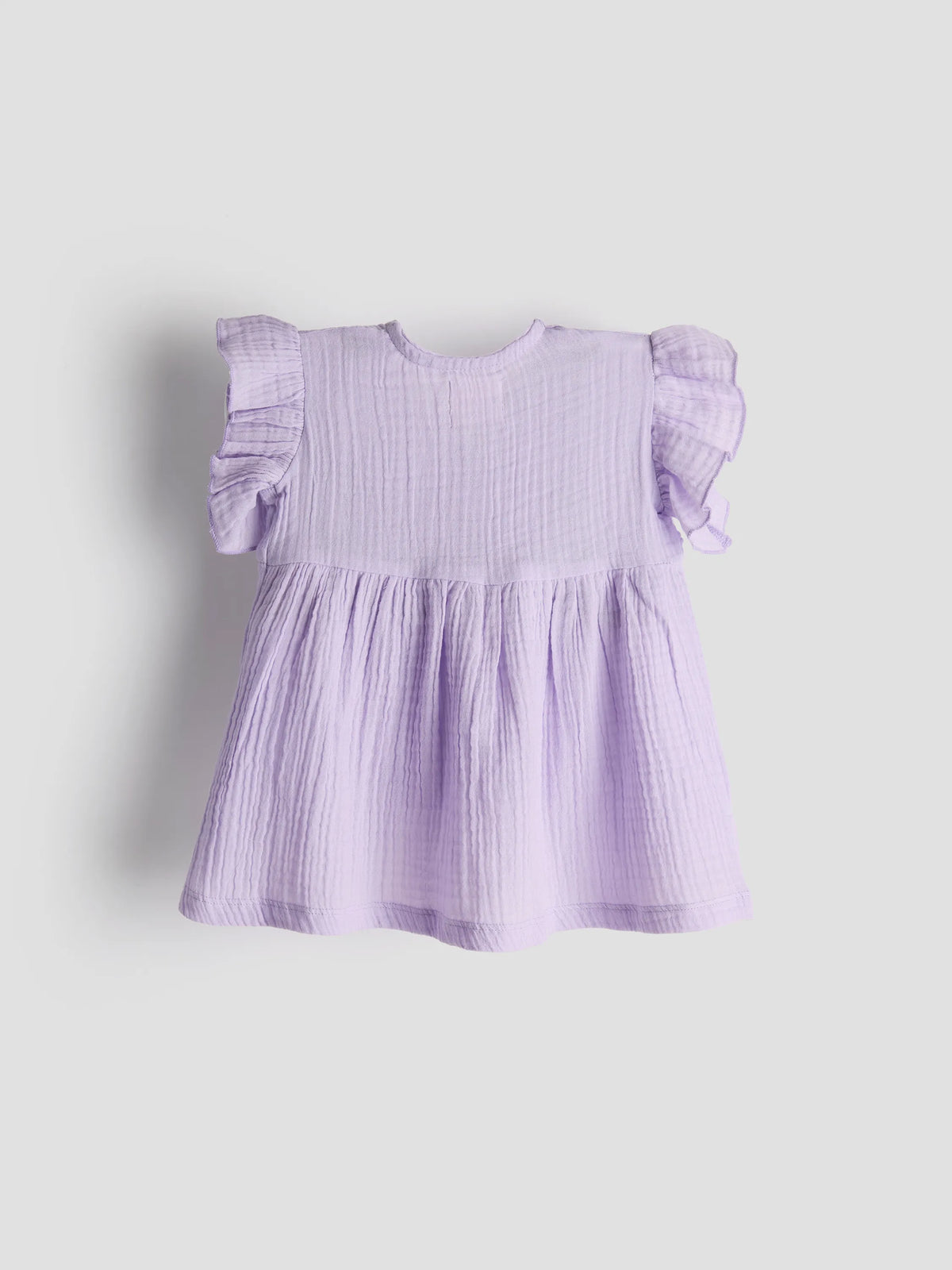 Lilac Organic Cotton Button-Down Frill Top for Baby Girls