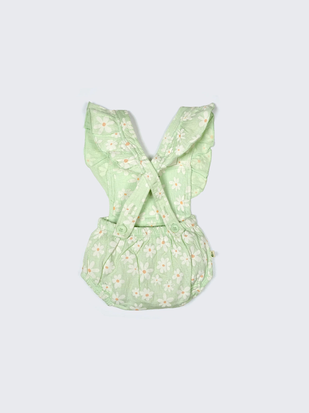 Daisy Bloom Frill Strap Baby Girl Romper – Soft Green