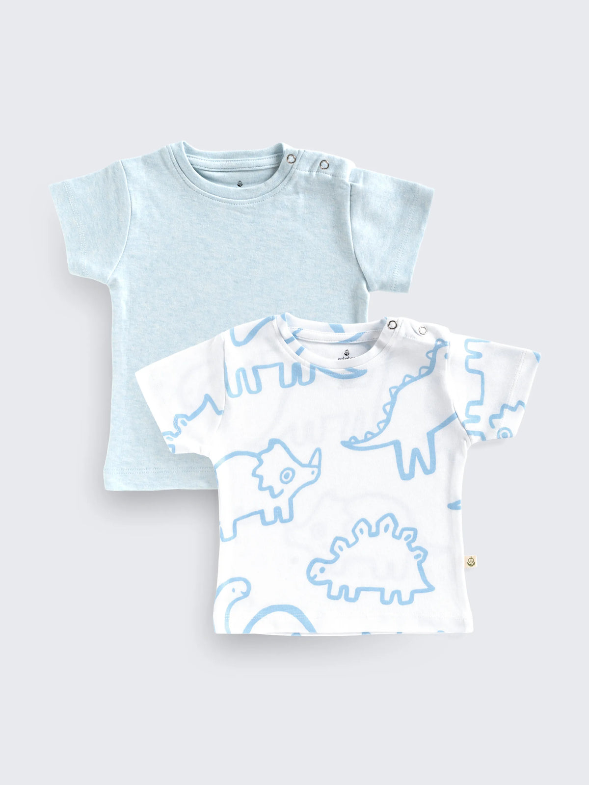 Baby Dino Print Cotton Unisex Half Sleeve Tee 2 pc