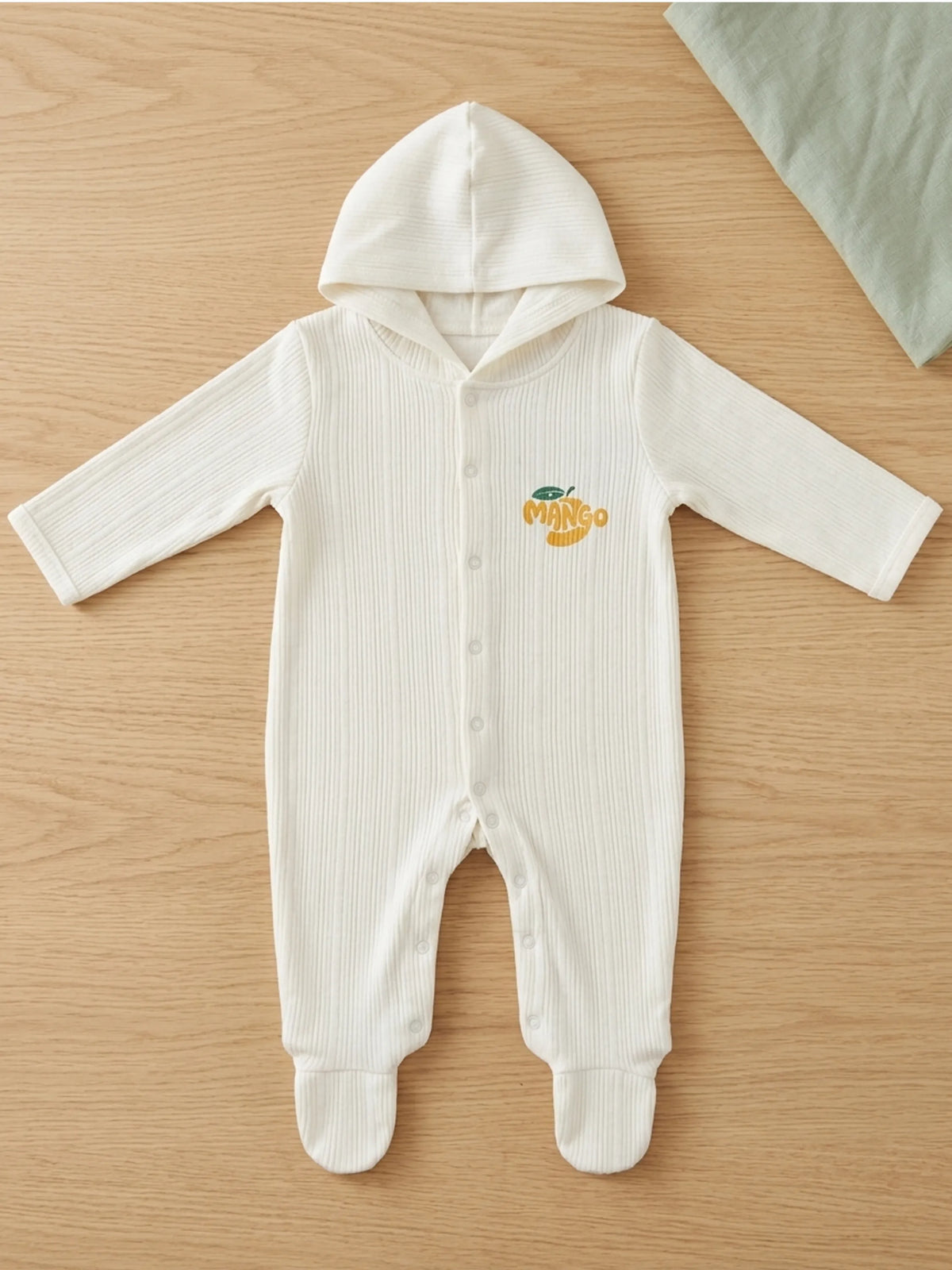 Unisex Baby Hooded Sleepsuit - White