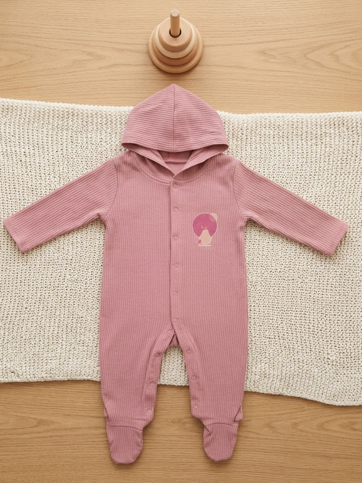Unisex Baby Hooded Sleepsuit - Pink