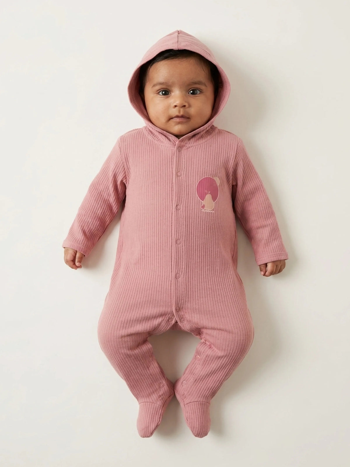 Unisex Baby Hooded Sleepsuit - Pink