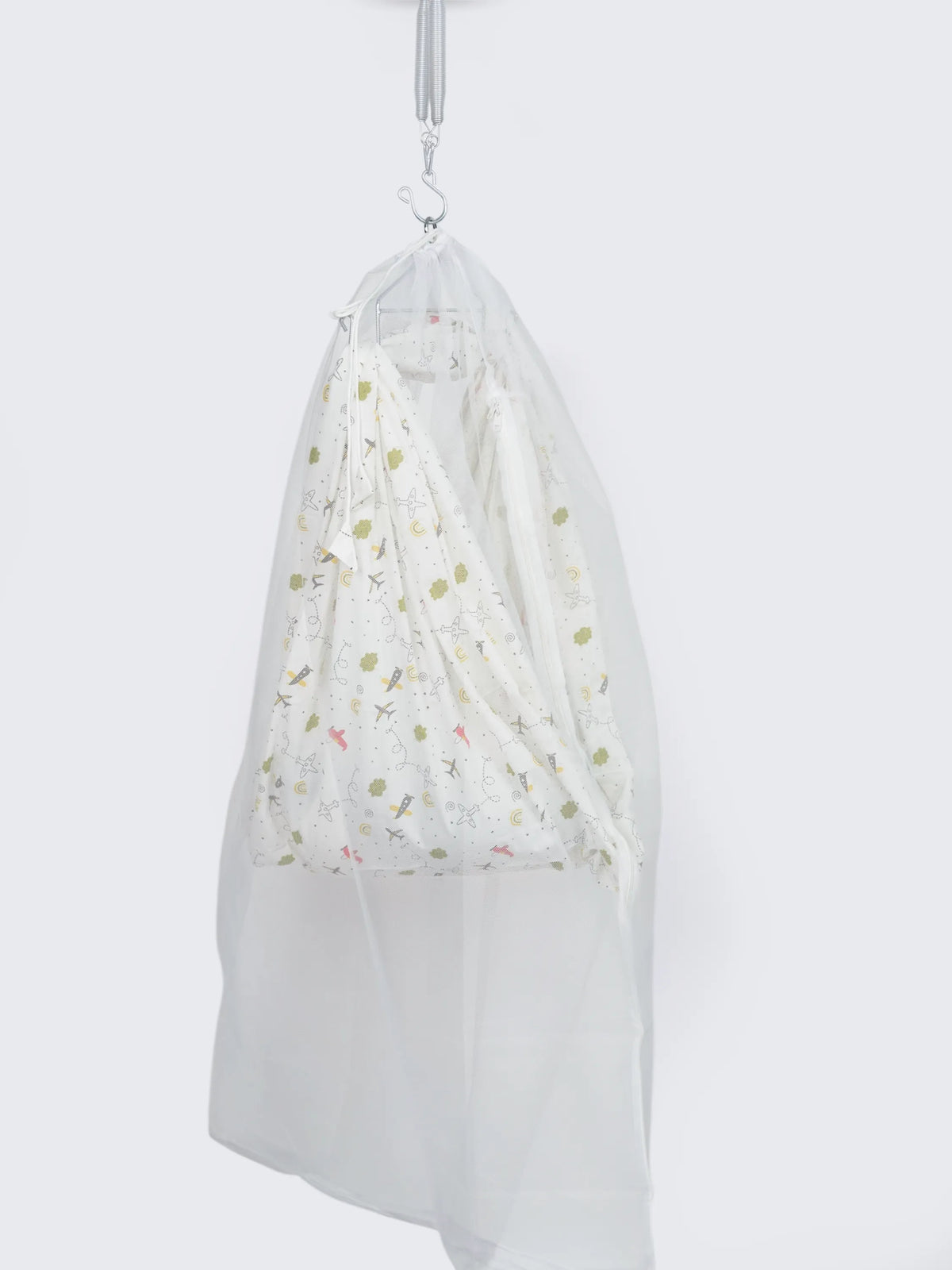 Twill Print Baby Cradle Cloth with Net - Airplane