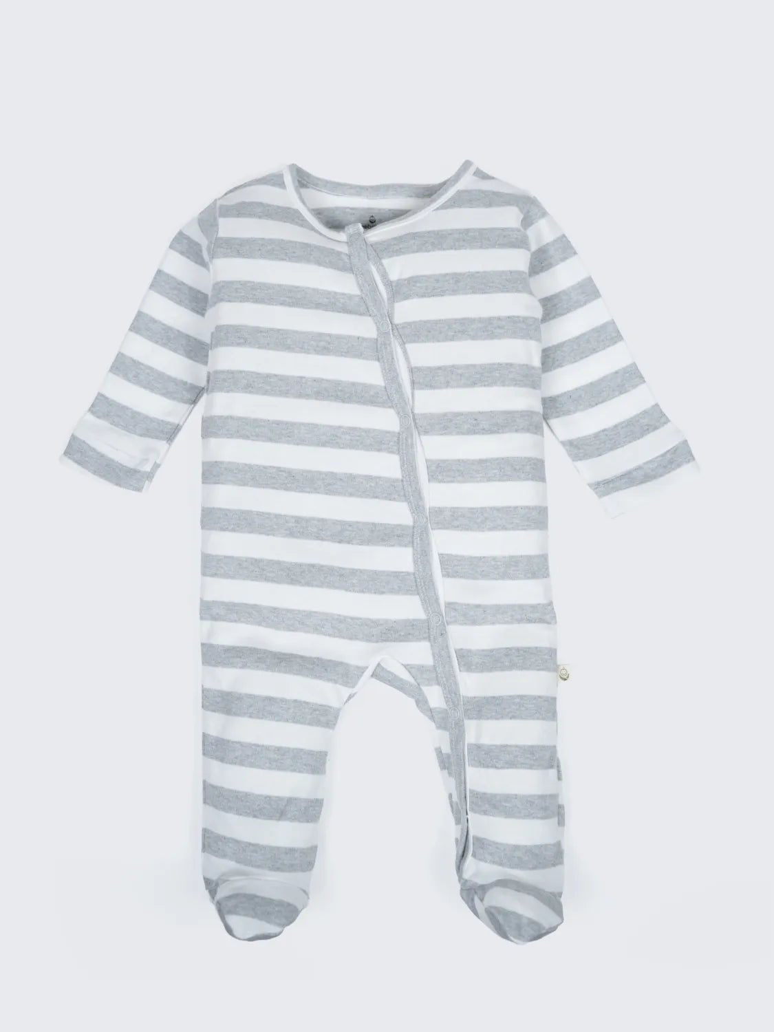 Grey Stripe Full Sleeve Footed Sleepsuit for Newborn Babies