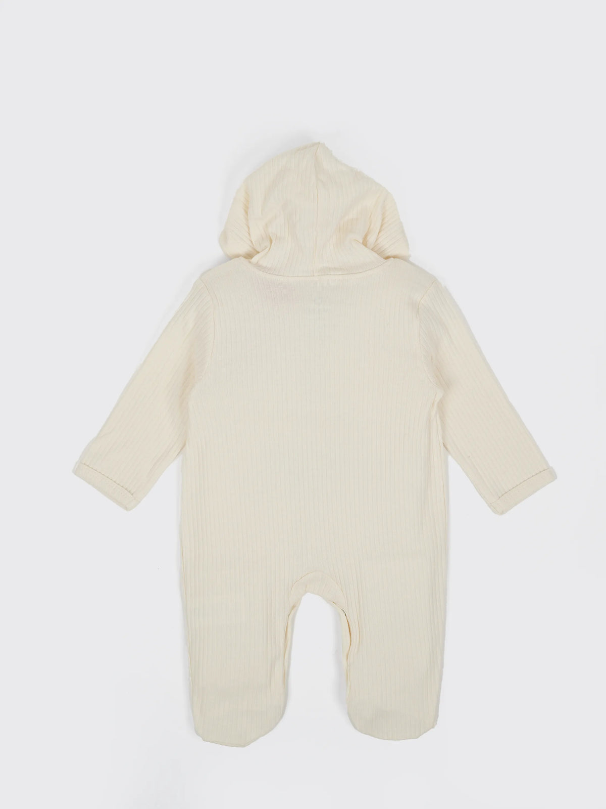 Unisex Baby Solid Hooded Sleepsuit - Off White