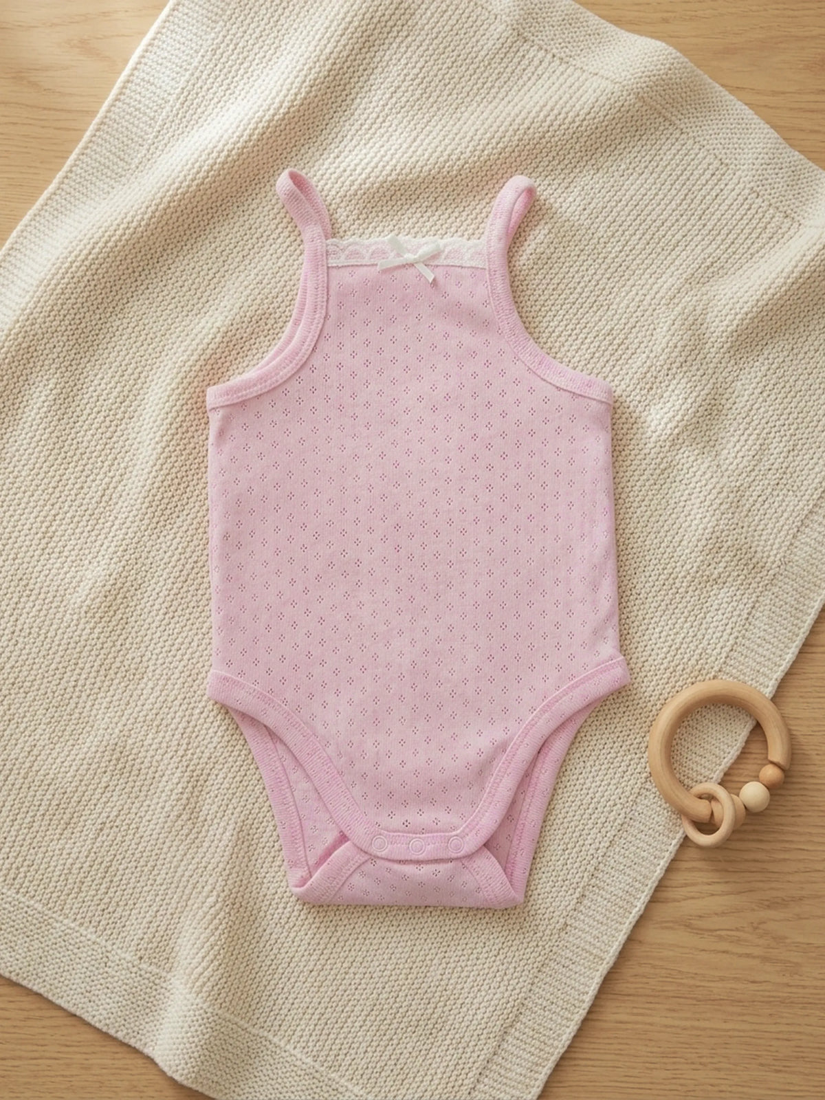 Baby Girls Pink Pointelle Bodysuit