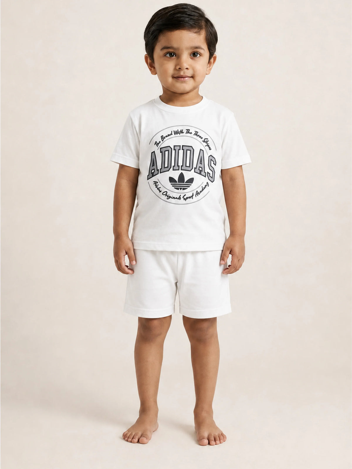 Boys White Graphic Printed T-Shirt & Shorts Co-ord Set