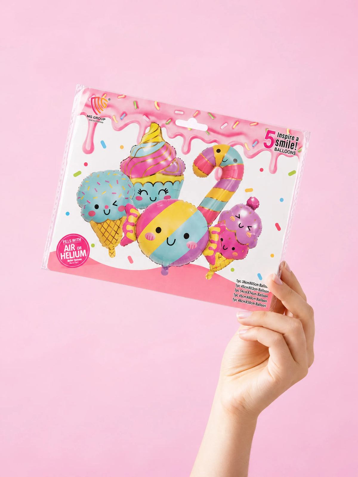 5-Piece Ice Cream & Candy Foil Balloons Set