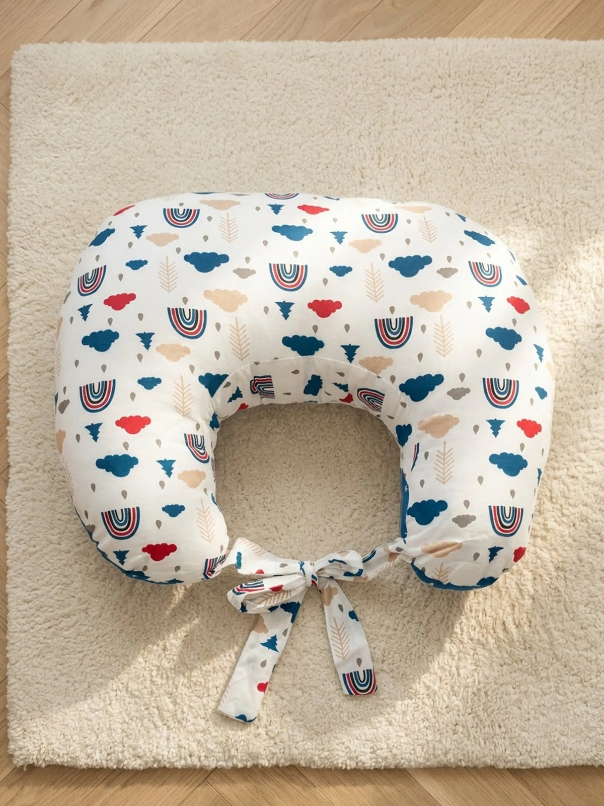 Baby Feeding Pillow - Blue & White