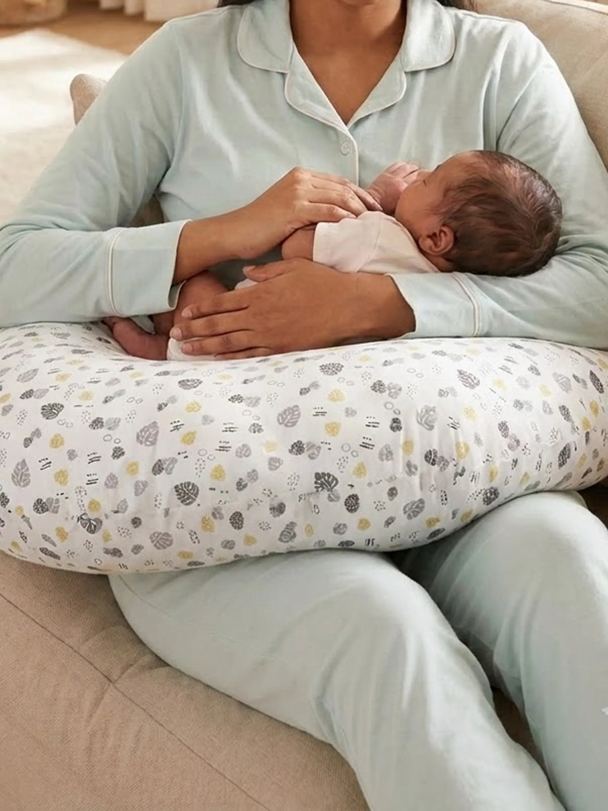 Baby Feeding Pillow - Grey & White