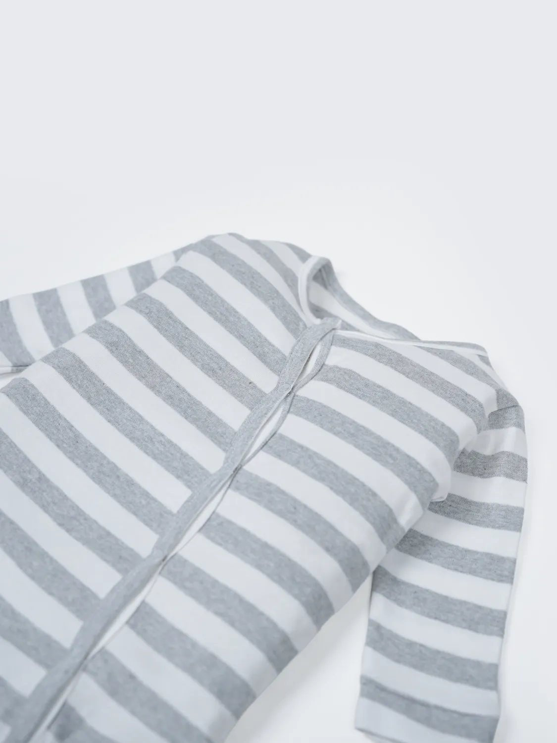 Grey Stripe Full Sleeve Footed Sleepsuit for Newborn Babies