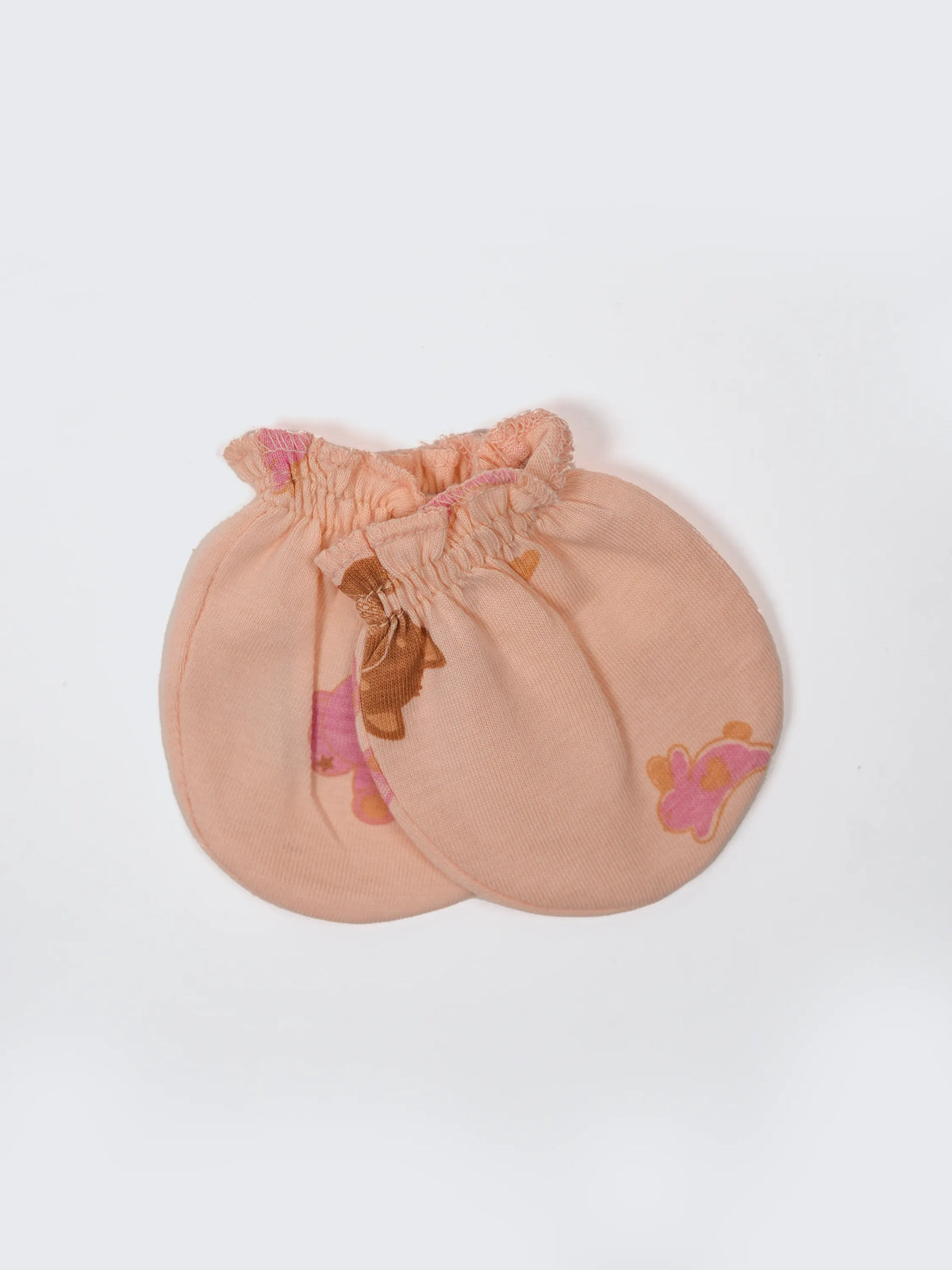 Newborn Cap, Mittens & Booties Set – Peach Print