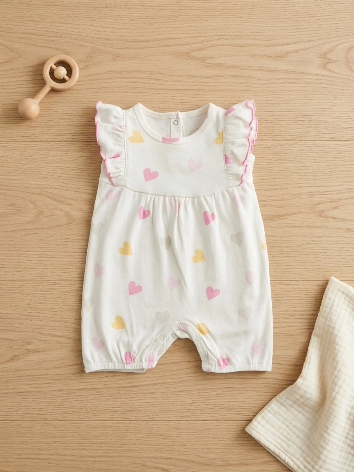 Baby Girls Heart Print Ruffle Romper