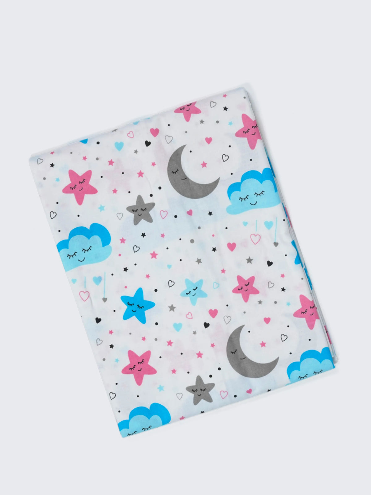 Twill Print Baby Cradle Cloth with Net - Moon & Stars