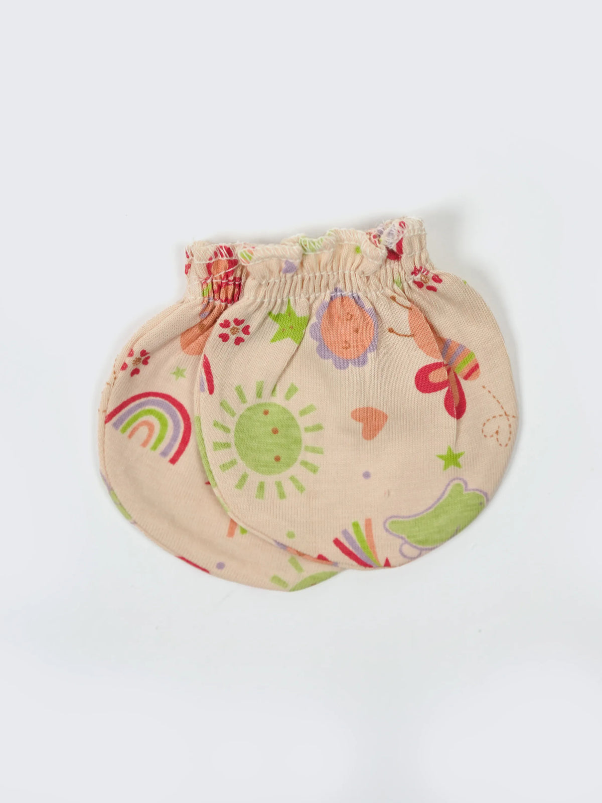 Newborn Cap, Mittens & Booties Set – Beige Print