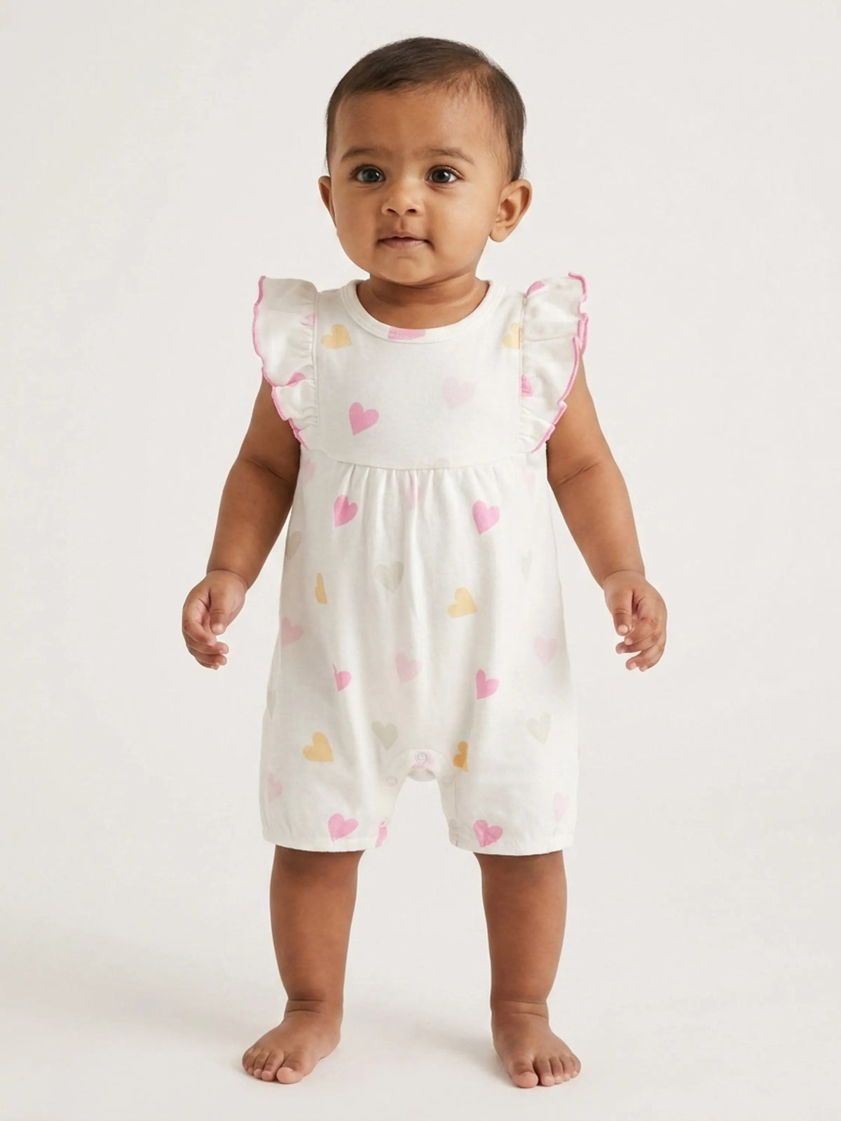 Baby Girls Heart Print Ruffle Romper