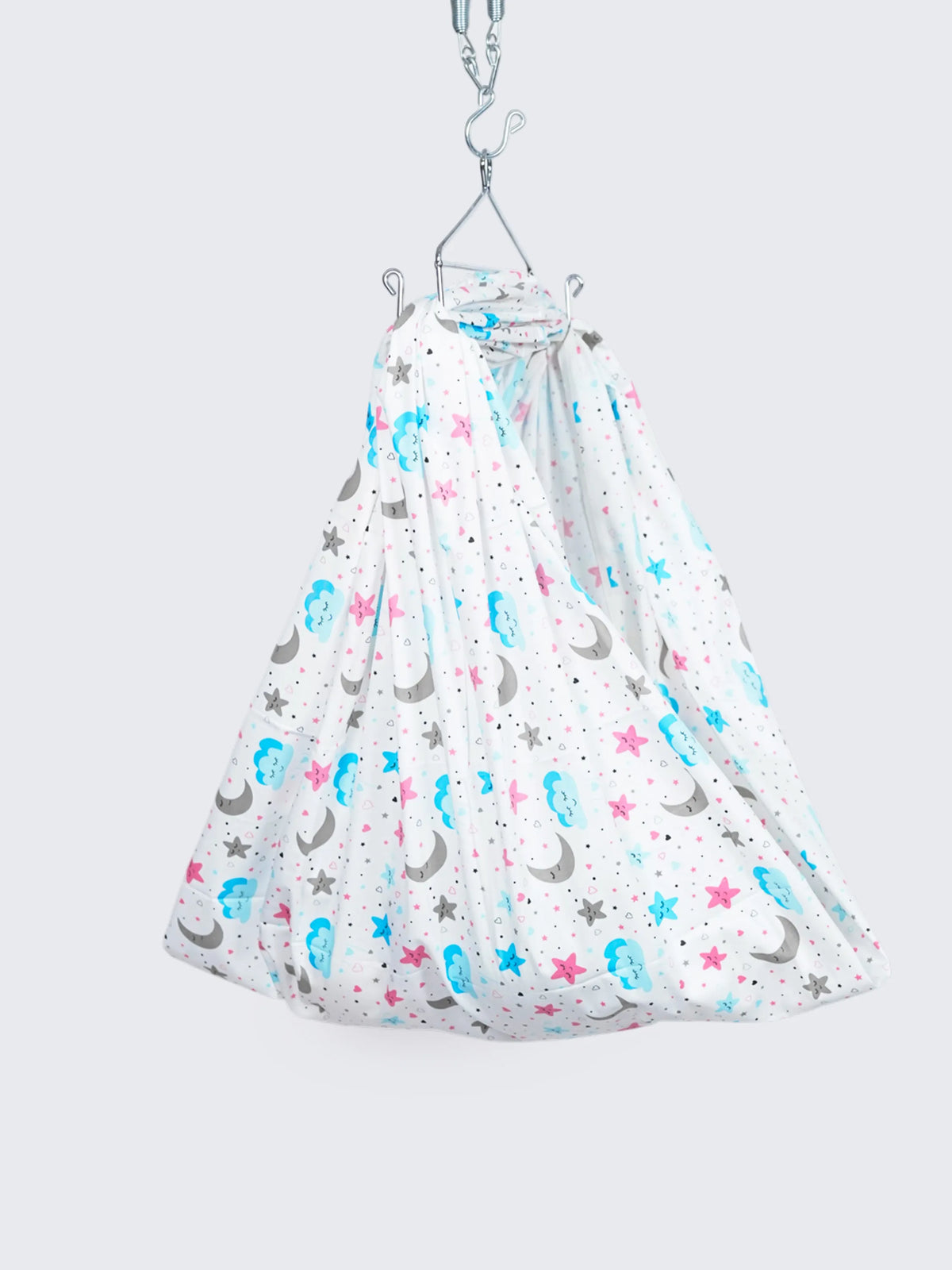 Twill Print Baby Cradle Cloth with Net - Moon & Stars