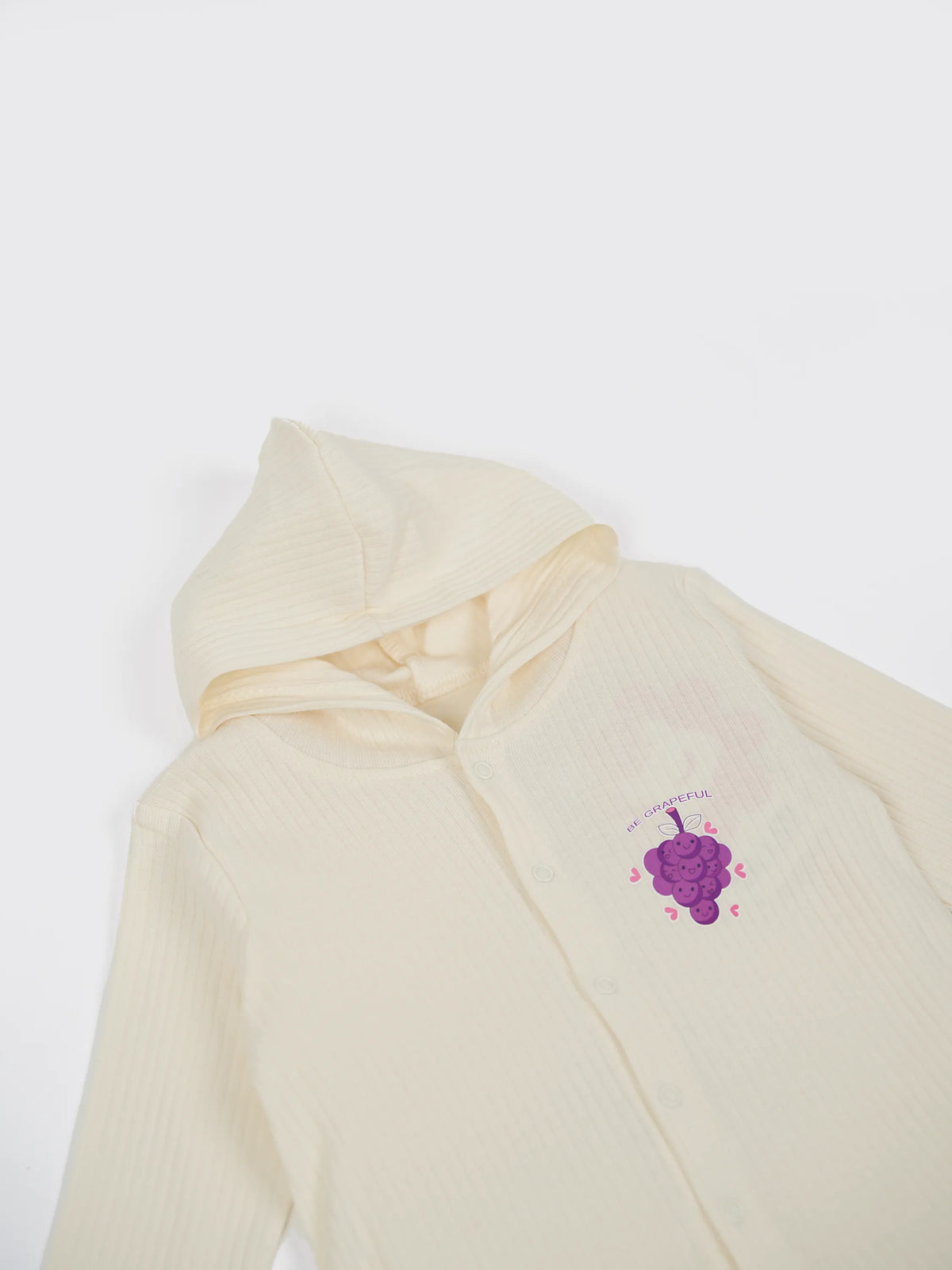 Unisex Baby Solid Hooded Sleepsuit - Off White